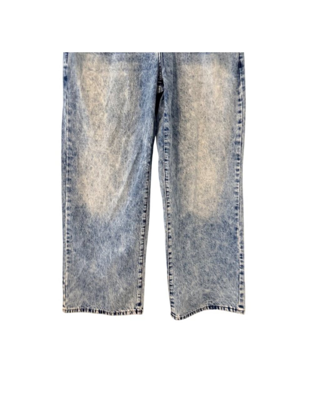 Flamingo High-Waisted Acid Wash Wide-Leg Jeans With Front & Back Pockets Sz L Je - Picture 5 of 12